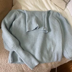 Nasty gal super cozy turtleneck sweater in sky blue